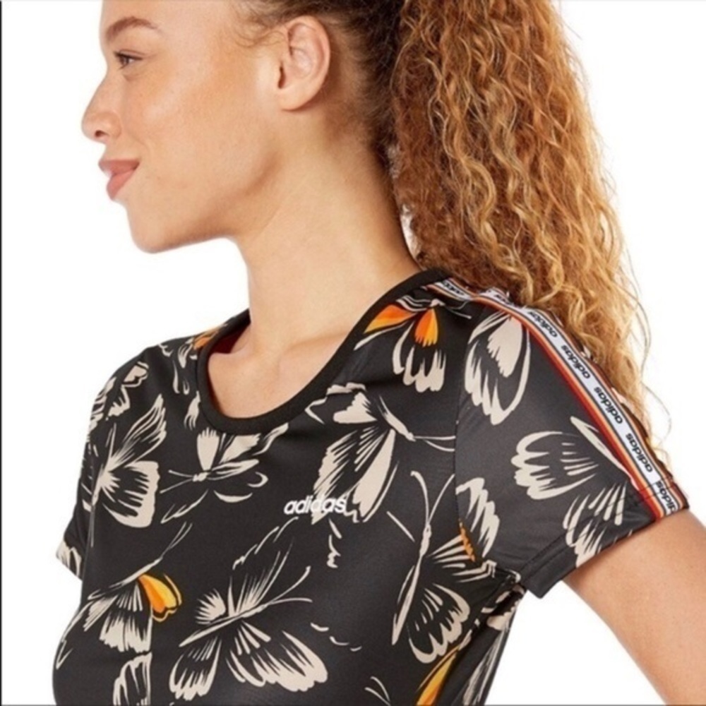 adidas x Farm Rio Black Butterfly Print Dress Size XS Brazilcore Athleisure Boho - Picture 12 of 14